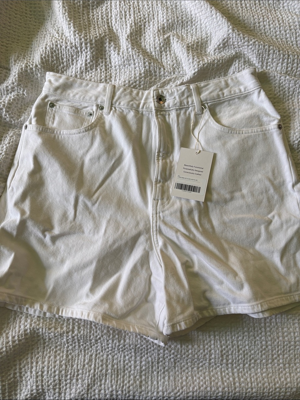 Everlane Cream High-Rise Denim Shorts